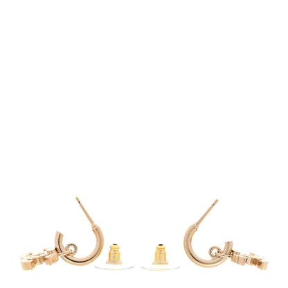 Chanel Metal Crystal CC Hoop Drop Earrings Gold 3 of 5