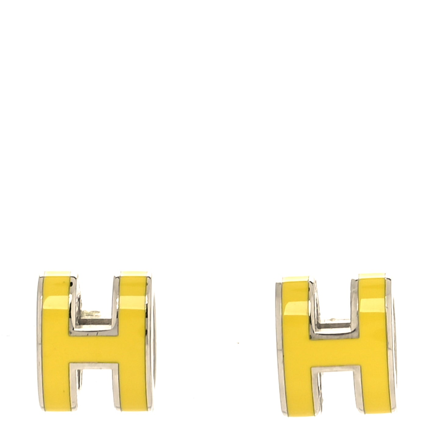 Palladium Lacquered Pop H Earrings Jaune Sature