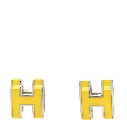 Hermes Palladium Lacquered Pop H Earrings Jaune Sature 1 of 5