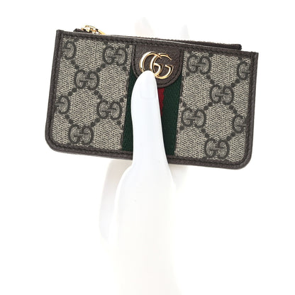 Gucci GG Supreme Monogram Web Ophidia Zip Card Case Brown 2 of 9