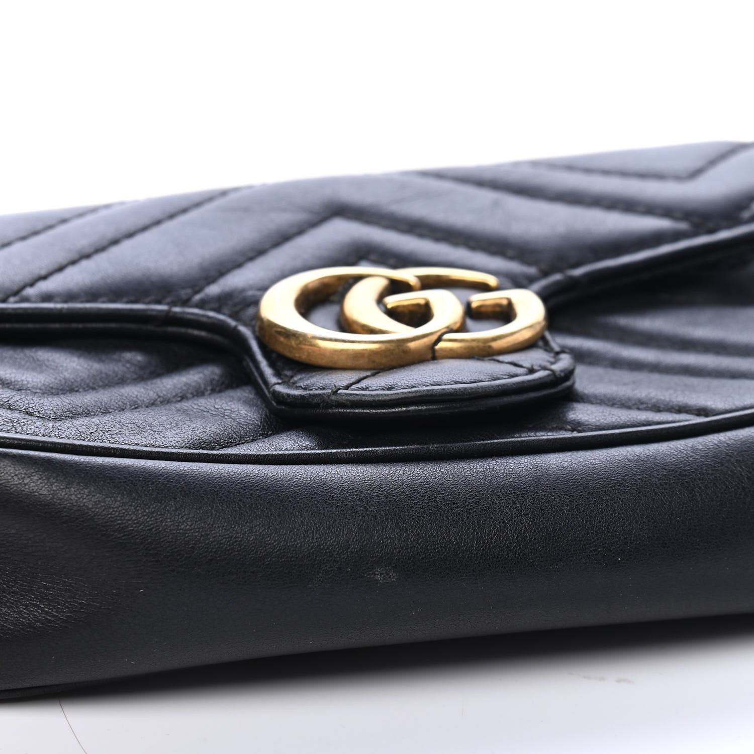 Gucci Calfskin Matelasse Super Mini GG Marmont Shoulder Bag Black 8 of 8