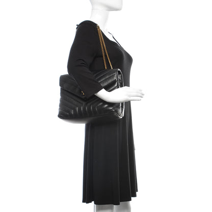 Saint Laurent Calfskin Y Quilted Monogram Medium Loulou Chain Satchel Black 2 of 11