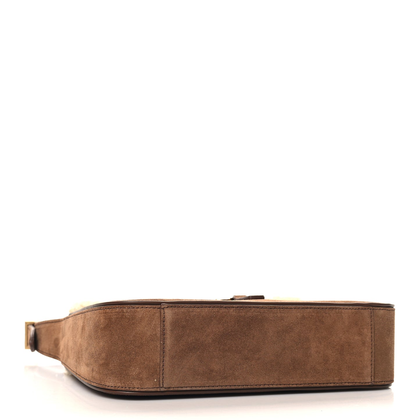 Suede Calfskin Shearling Le 5 A 7 Hobo Dark Cigar Natural Beige