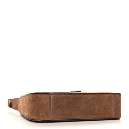 Saint Laurent Suede Calfskin Shearling Le 5 A 7 Hobo Dark Cigar Natural Beige 4 of 11