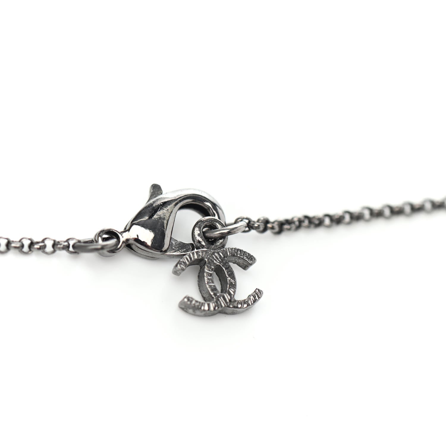Chanel Crystal Pearl Camellia Necklace Ruthenium 4 of 4