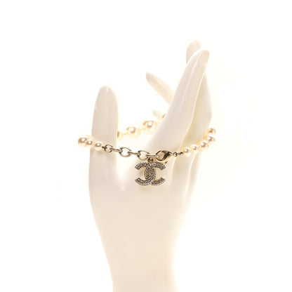 Chanel Graduated Pearl Crystal CC Bracelet Gold 2 of 4