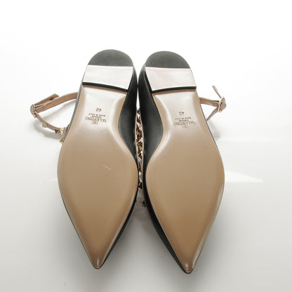 Valentino Garavani Nappa Rockstud Cage Ballerina Flats 40 Black Poudre 5 of 8