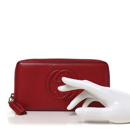 Gucci Pebbled Calfskin Soho Zip Around Wallet Red 2 of 7