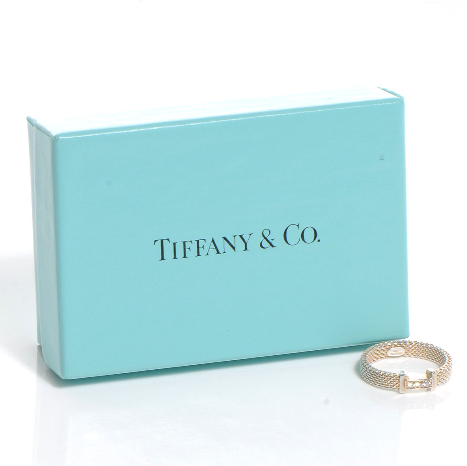 Tiffany Sterling Silver Diamonds Narrow Somerset Ring 54 7 5 of 5