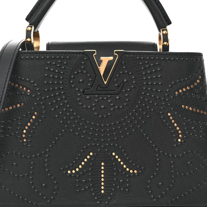 Louis Vuitton Calfskin Studded Flower Capucines BB  Black 7 of 10