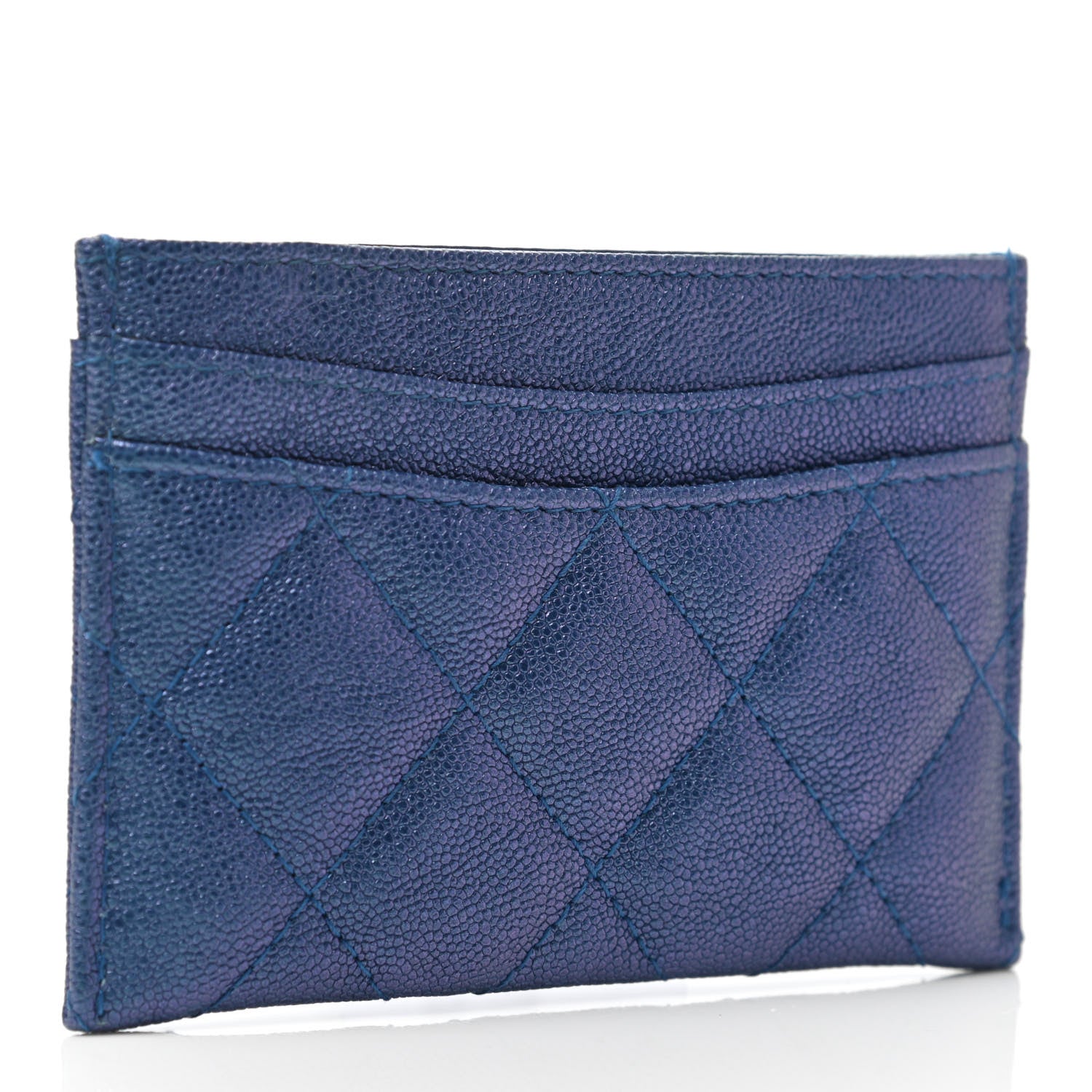 Chanel Iridescent Caviar Quilted Card Holder Dark Blue 2 of 4