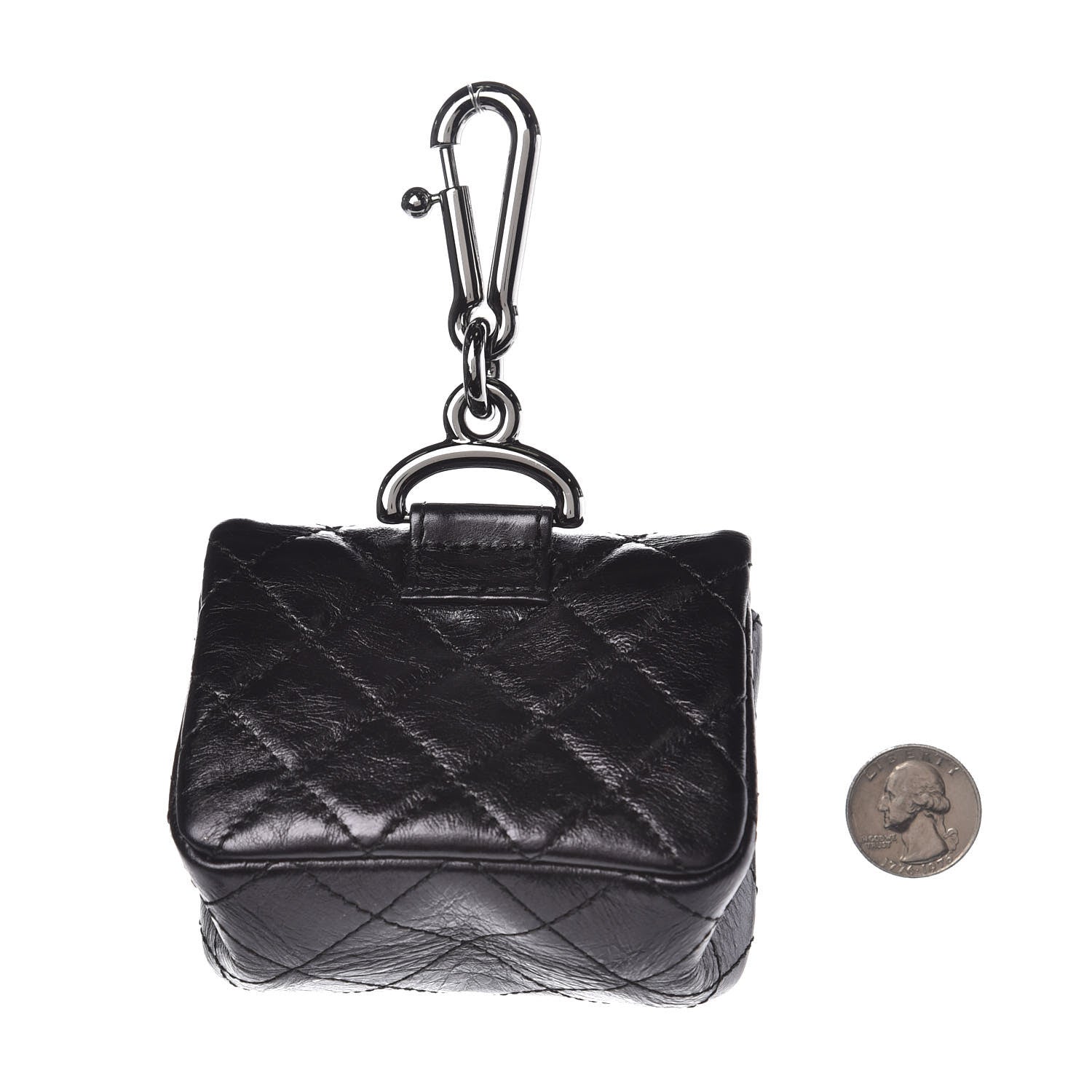 Chanel Glazed Calfskin Mini Reissue Pouch Charm Key Chain Black 2 of 3