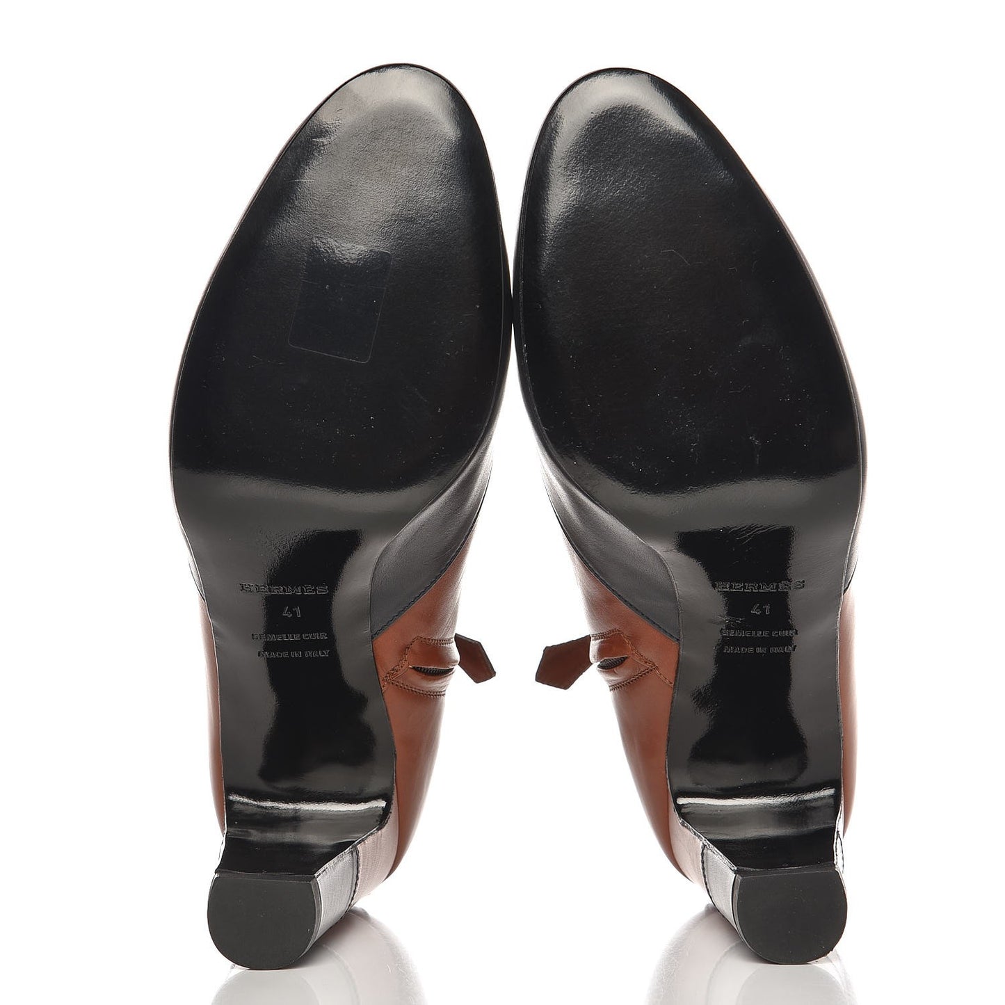 Calfskin Detail Boots 41 Cognac Bleu Nuit