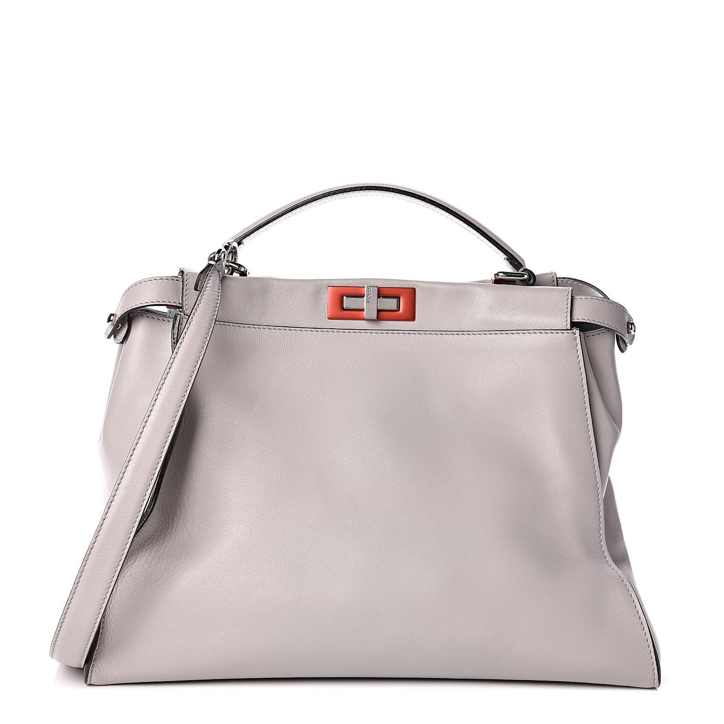 Vitello Dolce Shiny Nappa Large Peekaboo Iconic Satchel Grey