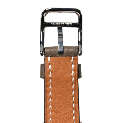 Hermes Swift Heure H Hour Mini 17mm Watch Double Tour Strap Etoupe 6 of 8