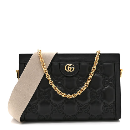 Gucci Calfskin GG Matelasse Small Slim Chain Shoulder Bag Black Natural 1 of 11