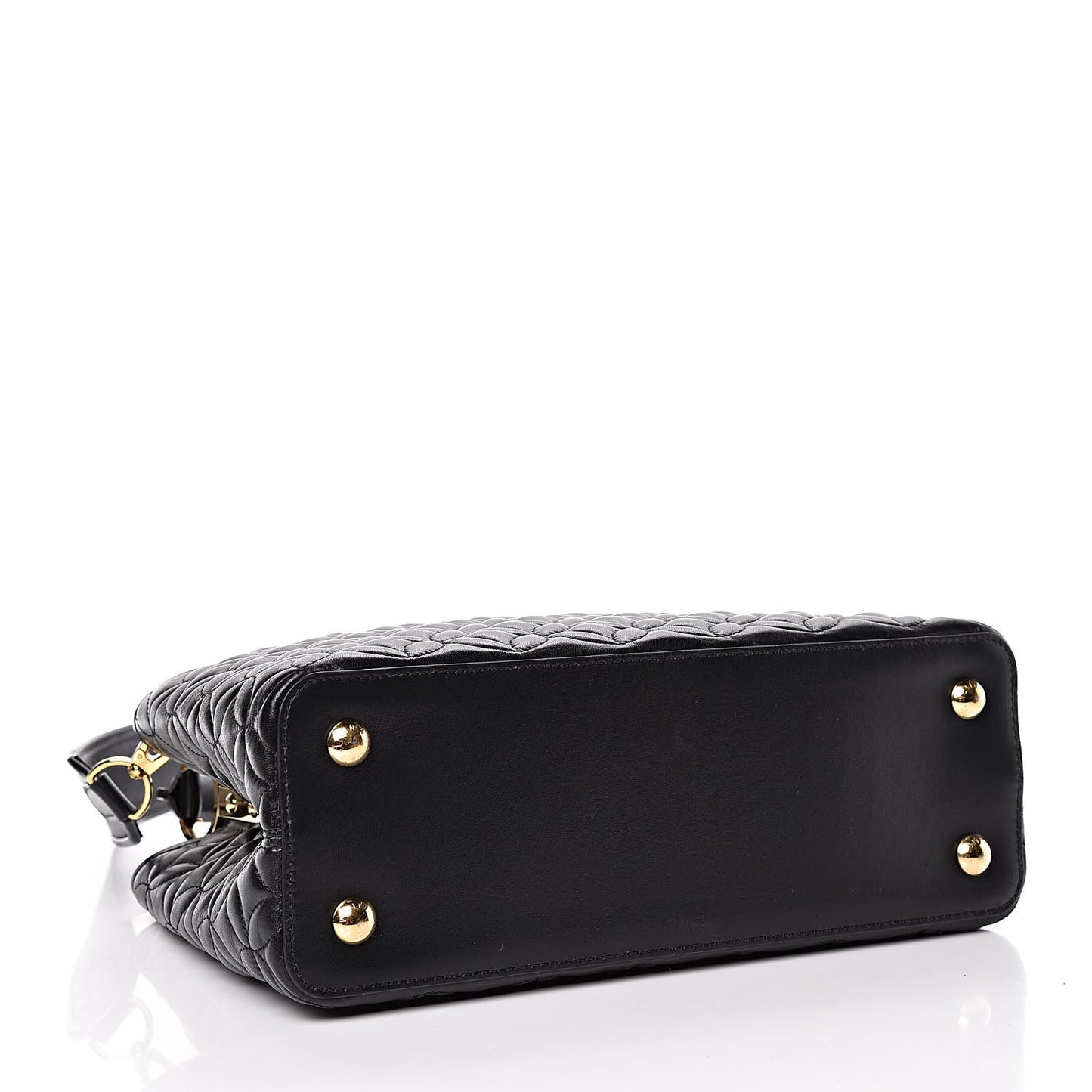 Lambskin Quilted Flower Capucines PM Black