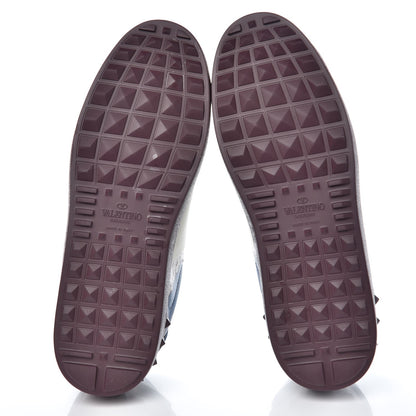 Valentino Garavani Calfskin Mime Rockstud Open Sneakers 39.5 Indigo Rubin Ivory 6 of 9