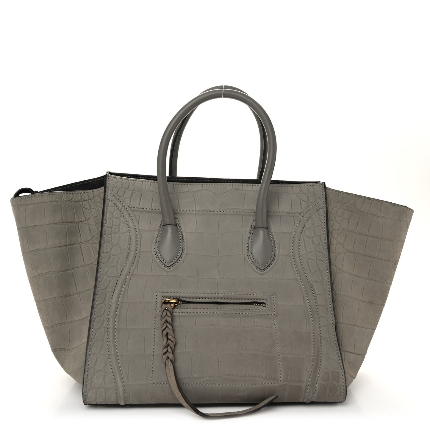 Crocodile Embossed Nubuck Large Phantom Luggage Grey