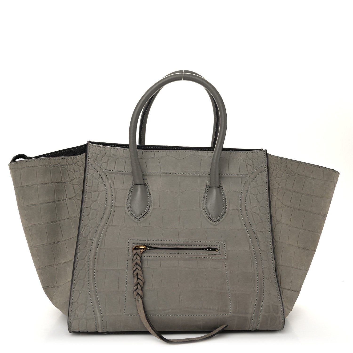 Celine Crocodile Embossed Nubuck Large Phantom Luggage Grey 1 of 10