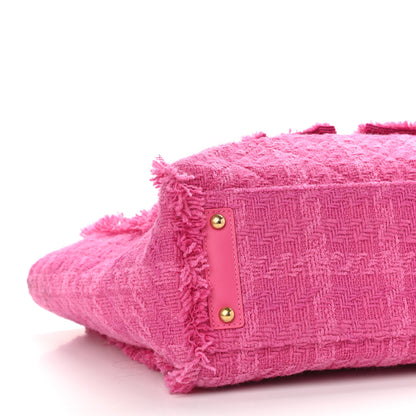 Chanel Wool Tweed Large Zipped Shopping Tote Pink 8 of 9