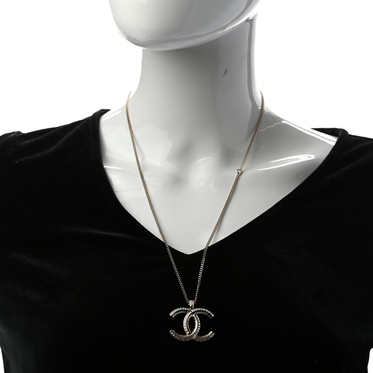 Crystal CC Pendant Necklace Gold