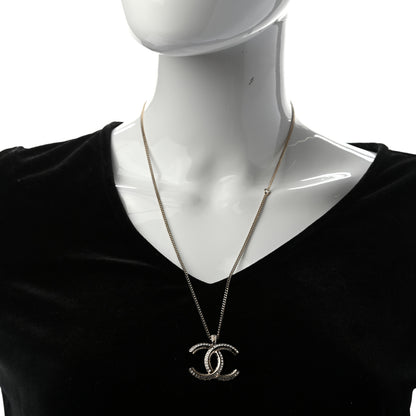 Chanel Crystal CC Pendant Necklace Gold 2 of 5