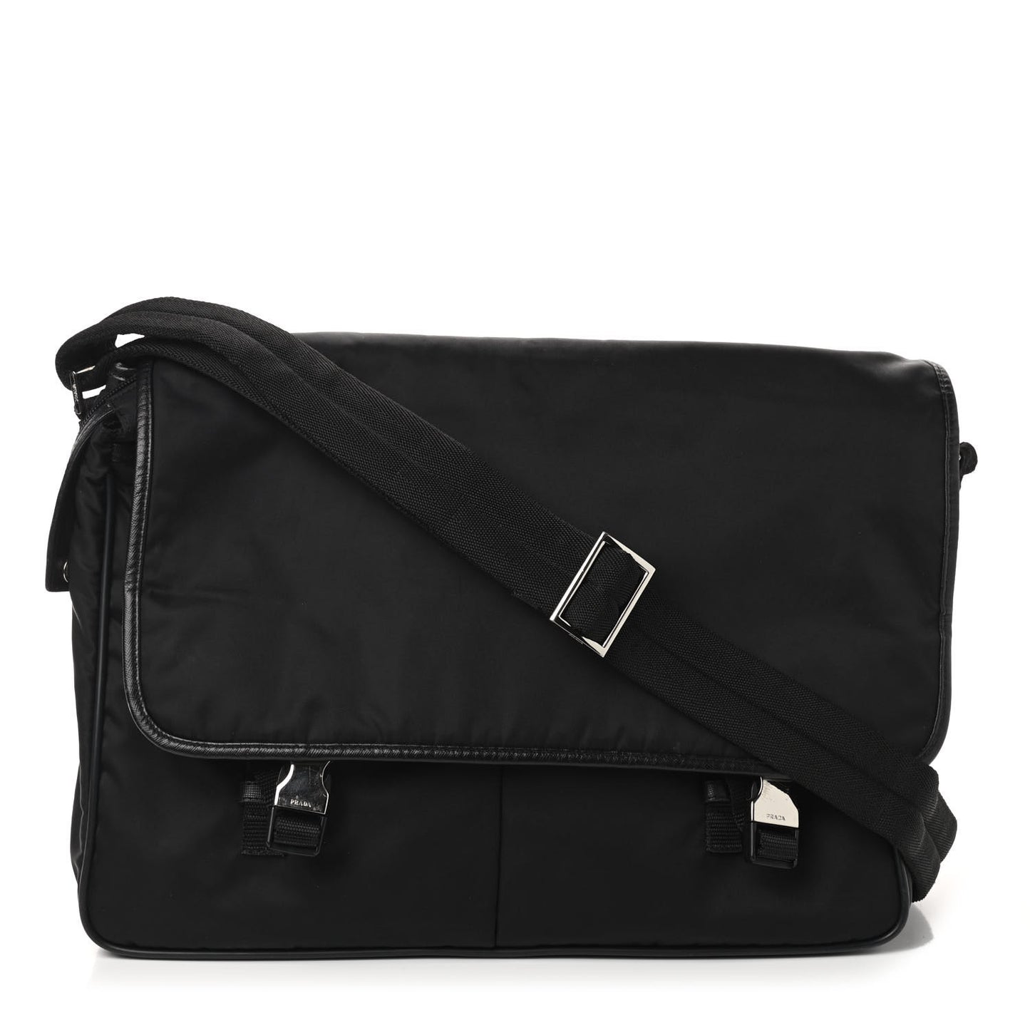 Tessuto Nylon Saffiano Logo Messenger Bag Black
