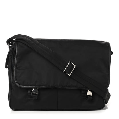 Prada Tessuto Nylon Saffiano Logo Messenger Bag Black 1 of 8