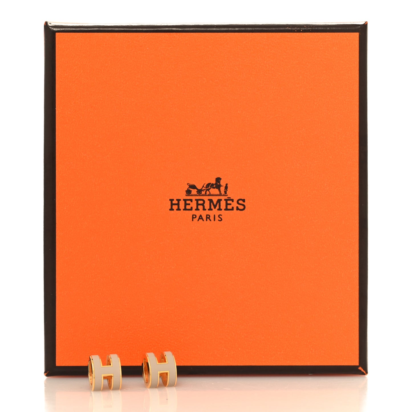 Gold Lacquered Mini Pop H Earrings Marron Glace