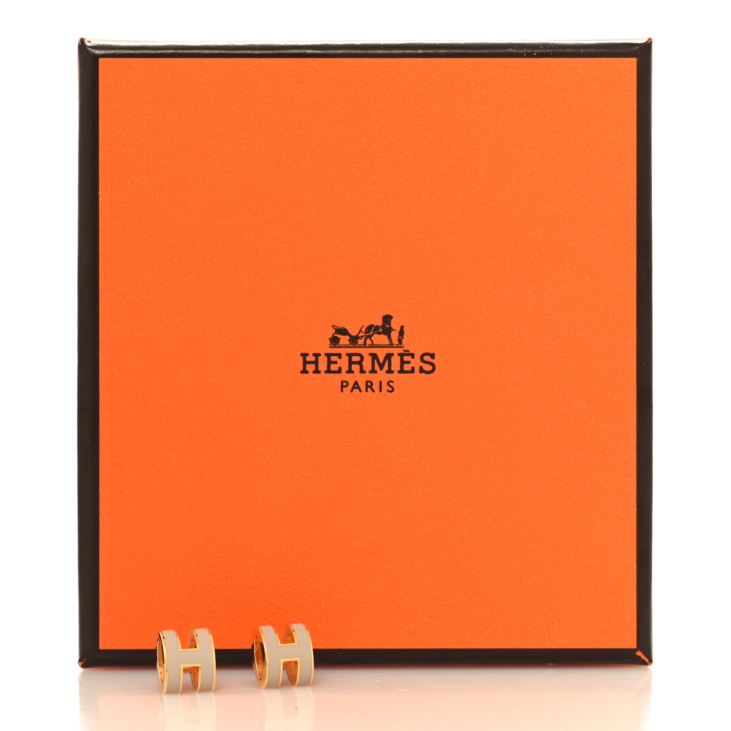 Hermes Gold Lacquered Mini Pop H Earrings Marron Glace 6 of 6