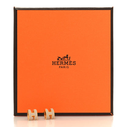 Hermes Gold Lacquered Mini Pop H Earrings Marron Glace 6 of 6