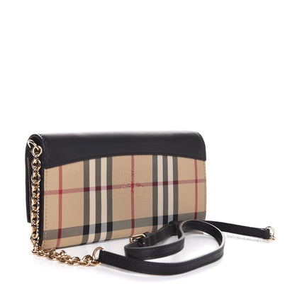 Burberry Calfskin House Check Henley Wallet On Chain Black 3 of 7