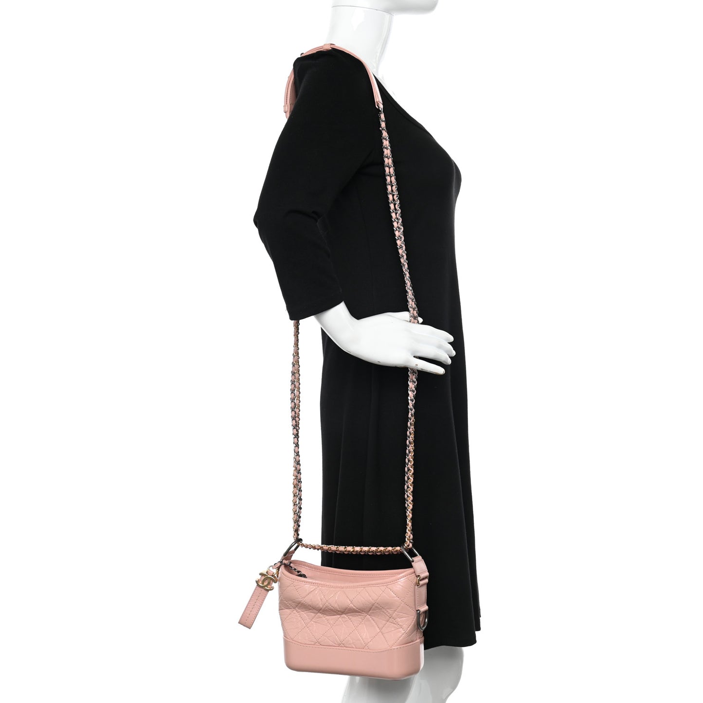 Aged Calfskin Quilted Small Gabrielle Hobo Pink