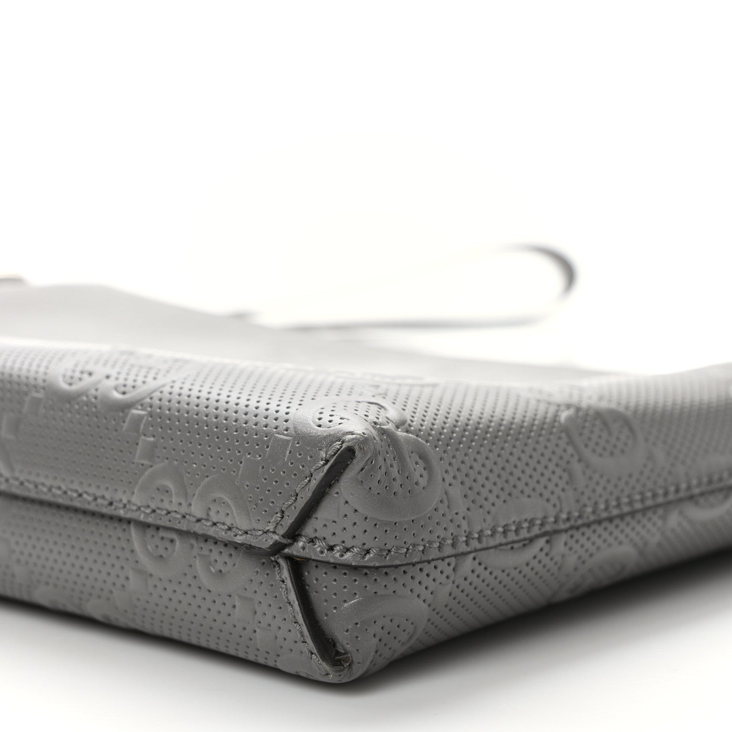 Gucci Calfskin GG Tennis Embossed Medium Wristlet Messenger Bag Gray 8 of 8