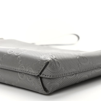 Gucci Calfskin GG Tennis Embossed Medium Wristlet Messenger Bag Gray 8 of 8