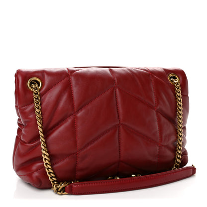 Saint Laurent Lambskin Quilted Small Loulou Puffer Monogram Chain Satchel Opyum Red 3 of 11