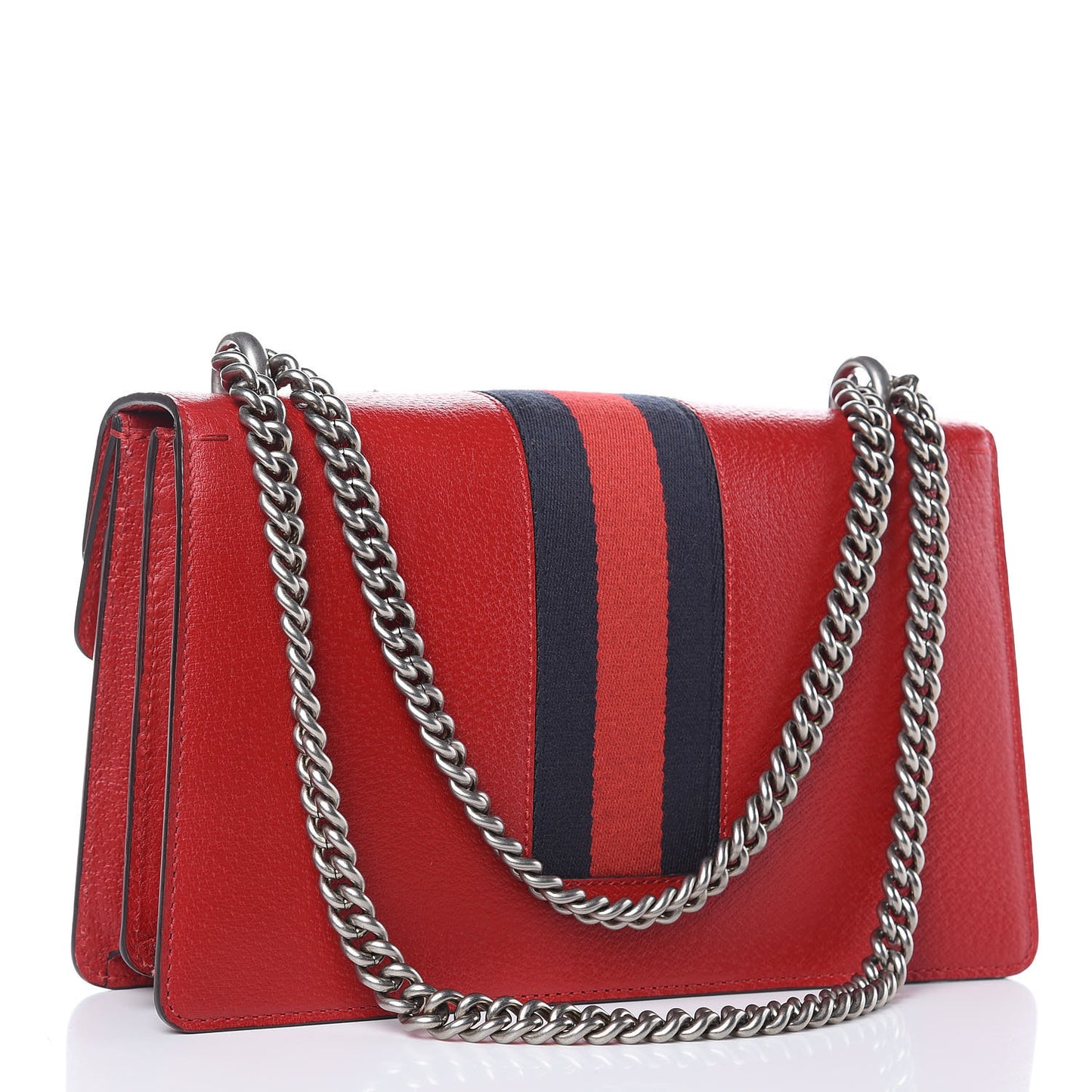 Calfskin Web Floral Embroidered Small Dionysus Shoulder Bag Hibiscus Red