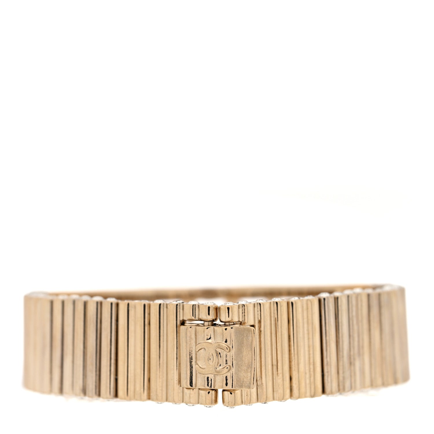 Chanel Crystal CC Logo Bracelet M Gold 3 of 4