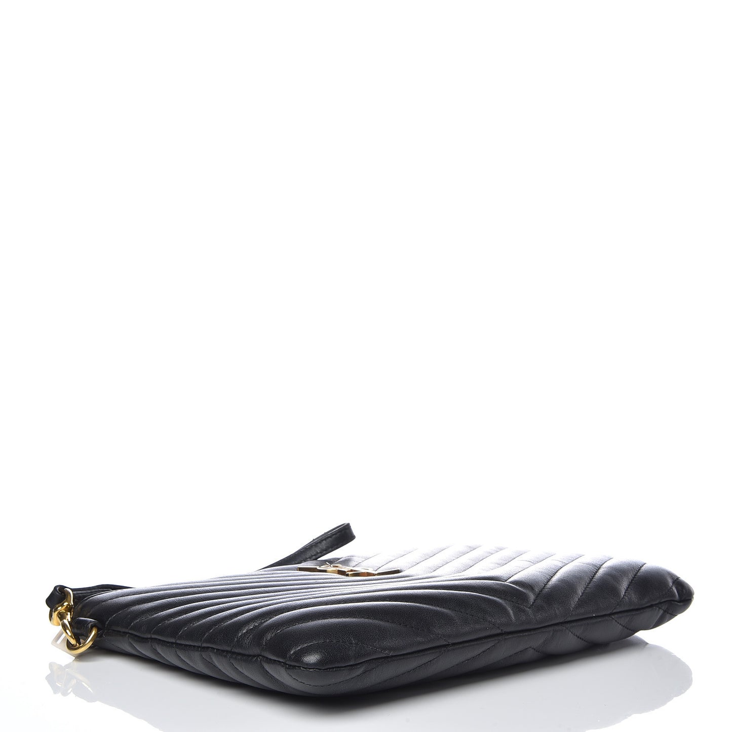 Calfskin Matelasse Chevron Monogram A5 Wristlet Black