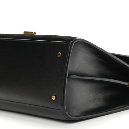 Saint Laurent Kid Scamosciato Smooth Calfskin Medium Classic Monogram Cassandra Top Handle Black Rouge Legion 10 of 11