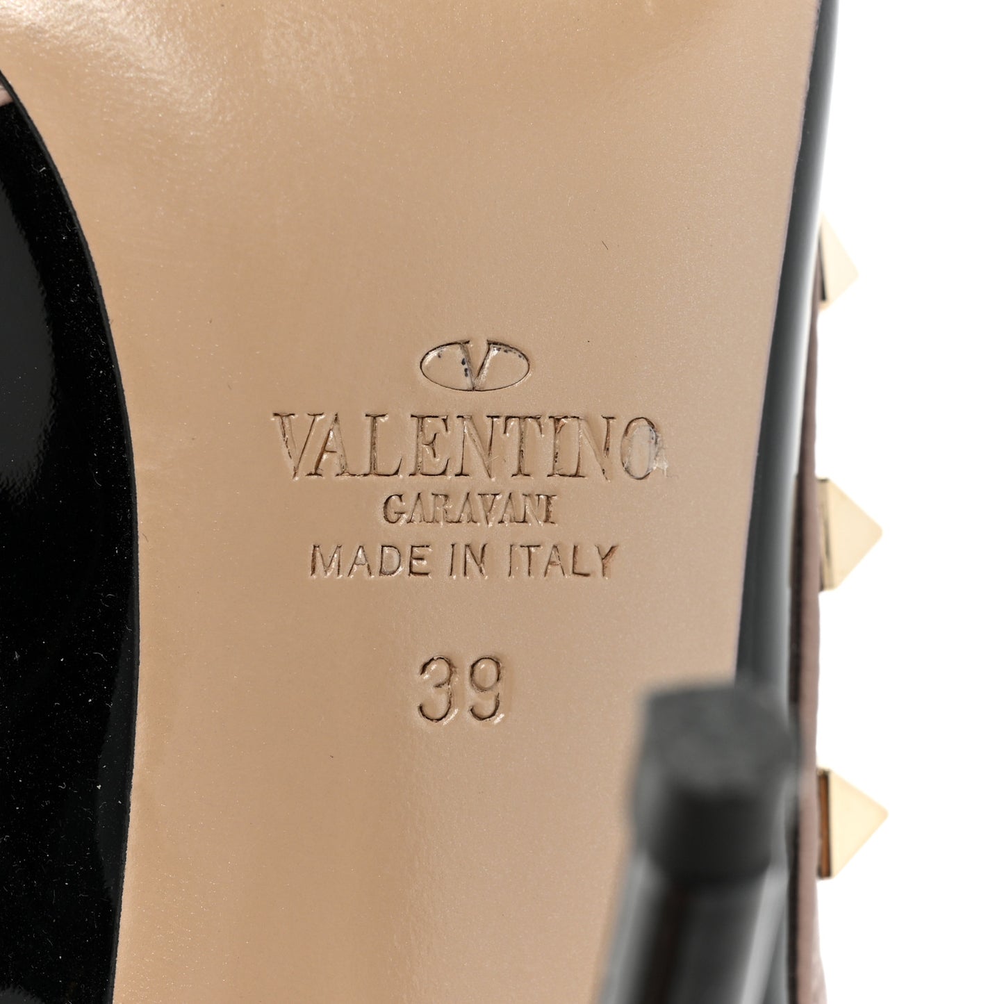 Patent Nappa Rockstud Ankle Strap 100mm Pumps 39 Black Poudre