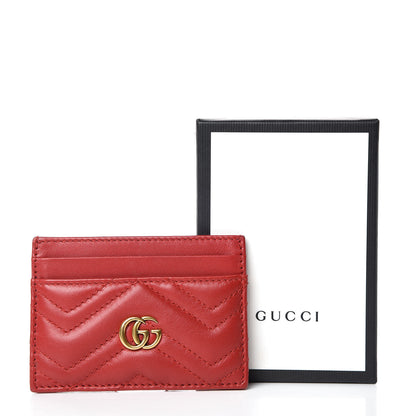 Gucci Calfskin Matelasse GG Marmont Card Holder Hibiscus Red 7 of 7