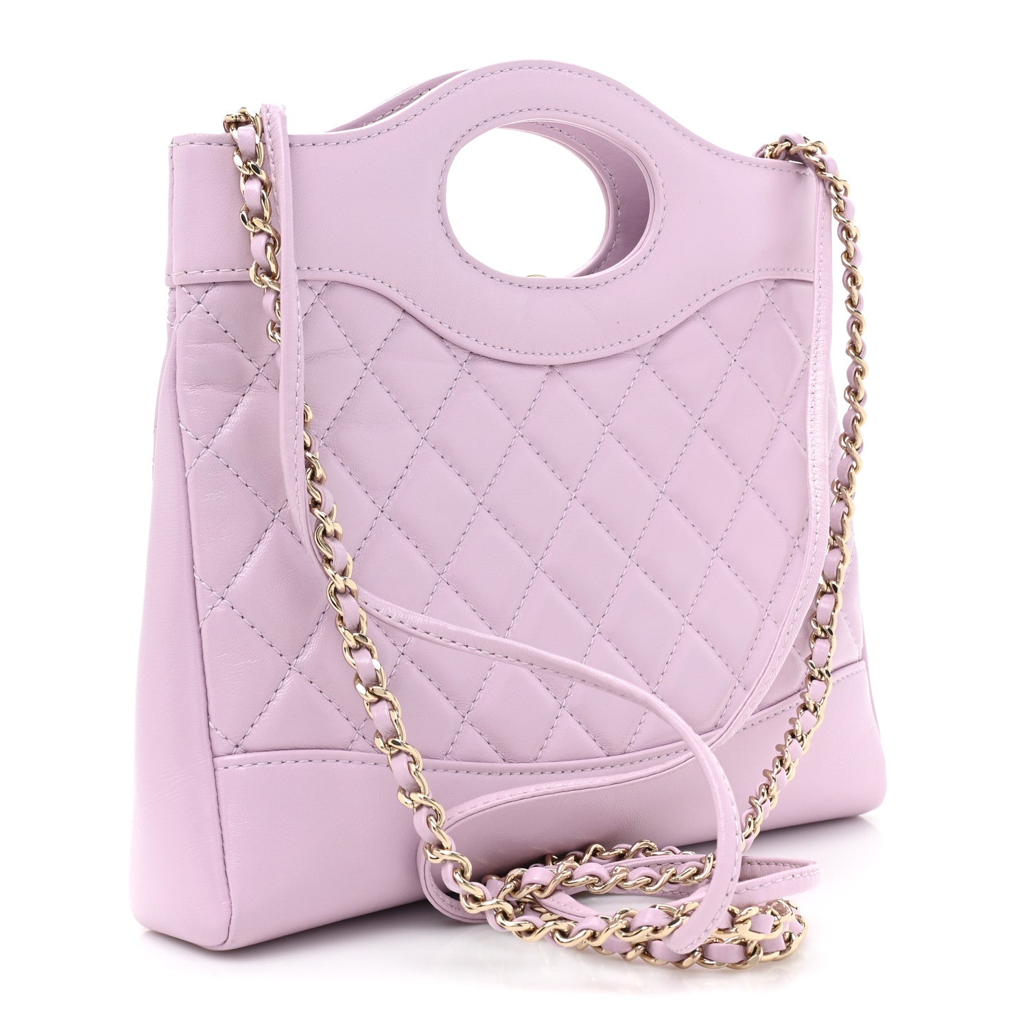 Chanel Shiny Lambskin Quilted Mini 31 Shopping Bag Light Purple 3 of 9