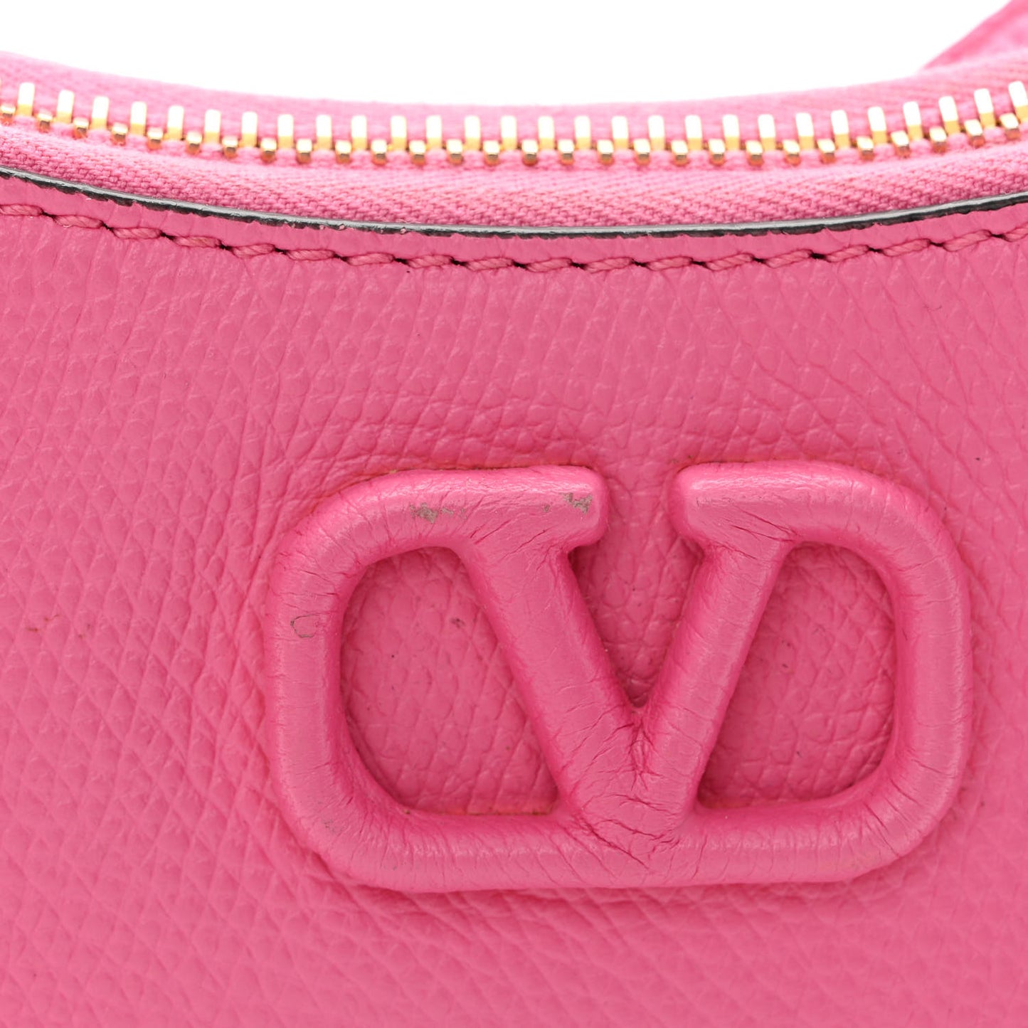 Grainy Calfskin Mini Vlogo Hobo Bag Feminine Pink