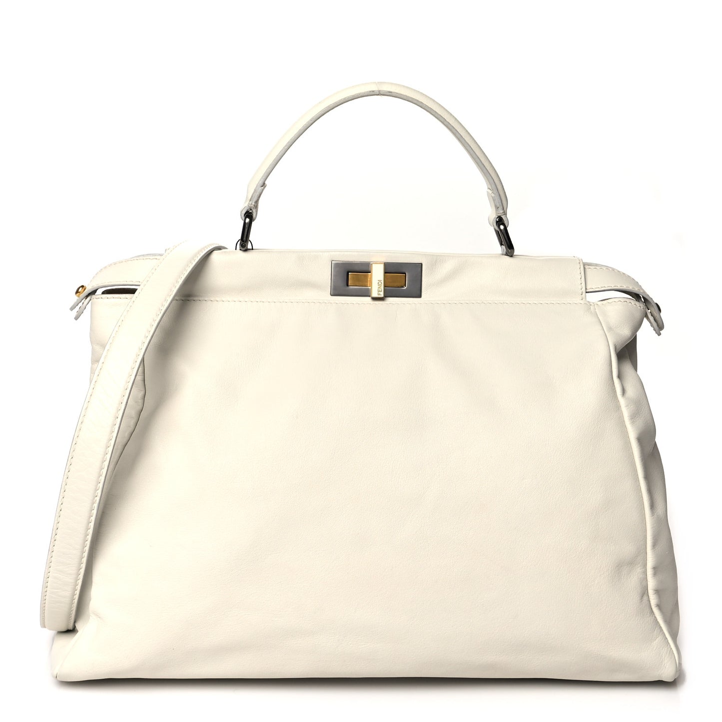 Goatskin Watersnake Large Peekaboo Iconic Satchel White