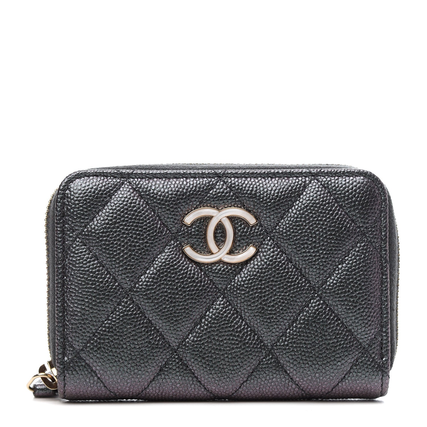 Chanel Iridescent Caviar Quilted Zip Coin Purse Black 1 of 8