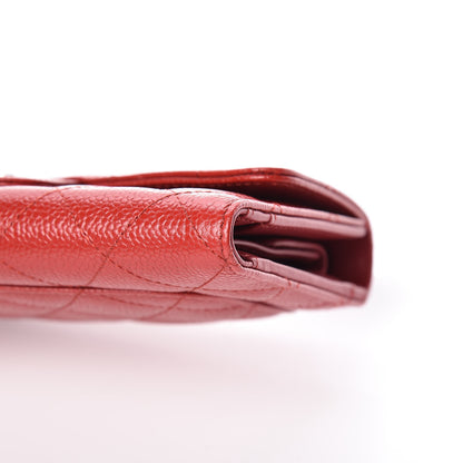 Chanel Caviar Quilted Large Flap Wallet Red 10 of 11