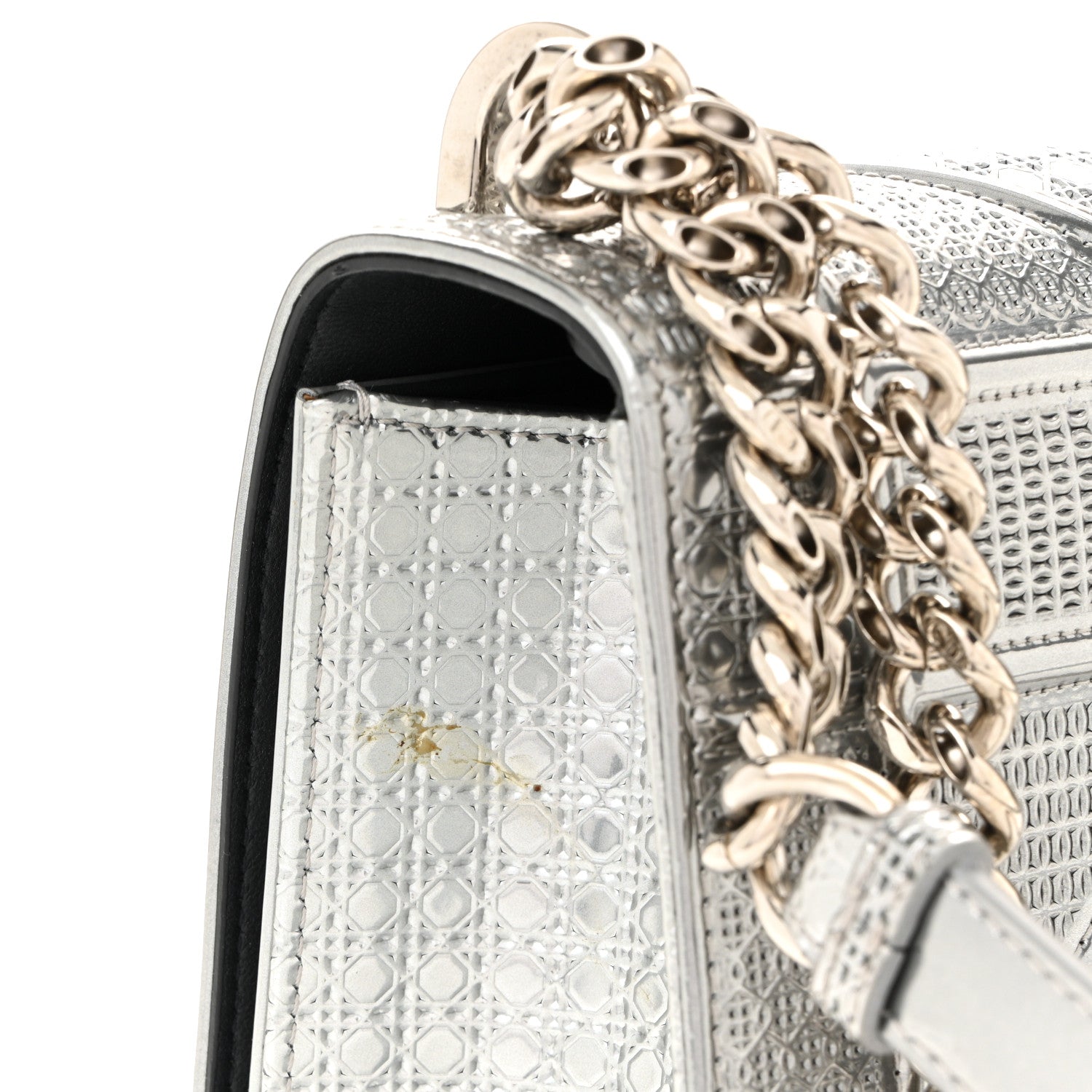 Christian Dior Metallic Patent Micro-Cannage Small Diorama Flap Bag Silver 11 of 11