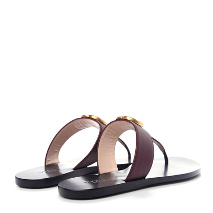 Gucci Calfskin GG Marmont Thong Sandals 36 Vintage Bordeaux 4 of 10